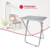 Home Basics Home Basics Lattice Multi-Purpose Foldable Table, Grey/White ZOR96318